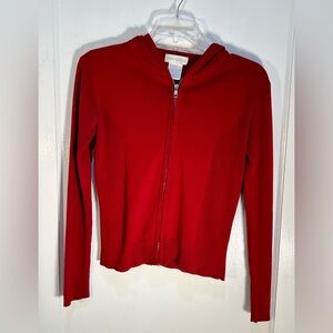 Worthington Women's Small Zippered Cardigan With Long Sleeve Red Cotton Blend